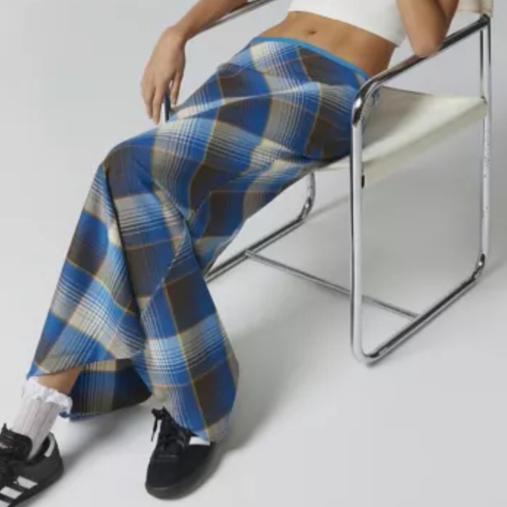 NWT Urban Outfitters brand blue and brown motif plaid skirt, sizes L and XL